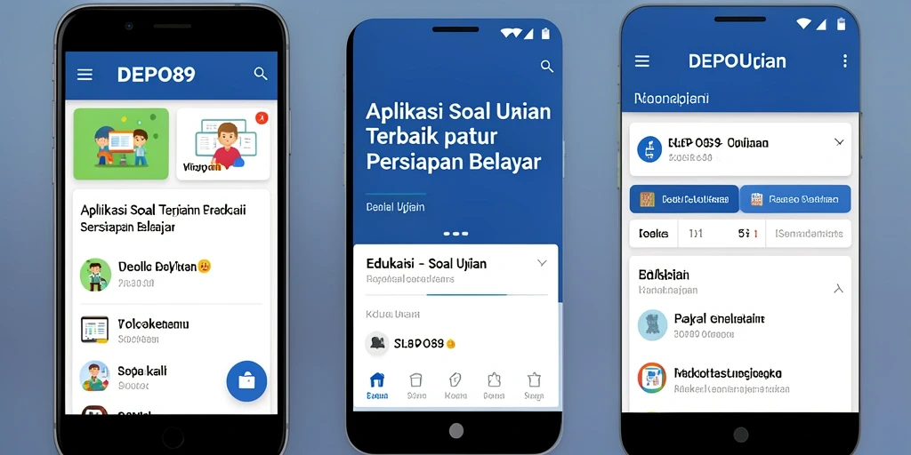 Antarmuka aplikasi DEPO89 yang memudahkan akses soal ujian.
