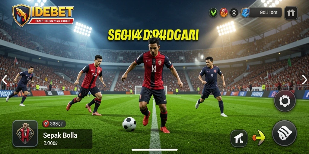 Antarmuka game Sepak Bola IDEBET yang menarik dan penuh warna.