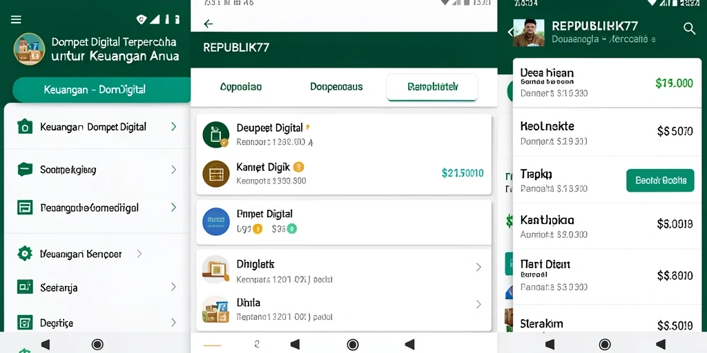 Tampilan antarmuka intuitif aplikasi Dompet Digital REPUBLIK77.