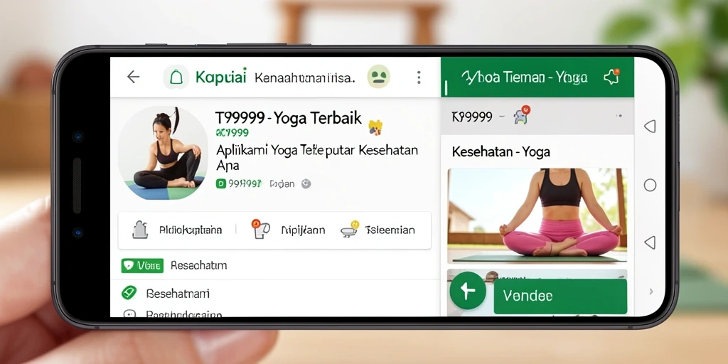 Antarmuka aplikasi T9999 dengan berbagai pose Yoga.