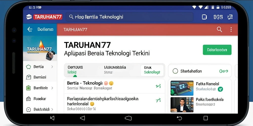 Tampilan antarmuka aplikasi TARUHAN77 dengan berita teknologi terkini.
